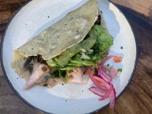 Huitlacoche quesadilla at Tapatia Vegan Tacos in Tulum