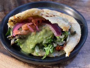 Huitlacoche gordita at Tapatia Vegan Tacos in Tulum