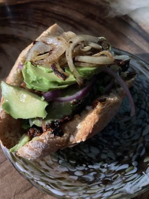 Birria torta at Tapatia Vegan Tacos in Tulum