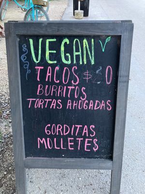 Sign at Tapatia Vegan Tacos in Tulum