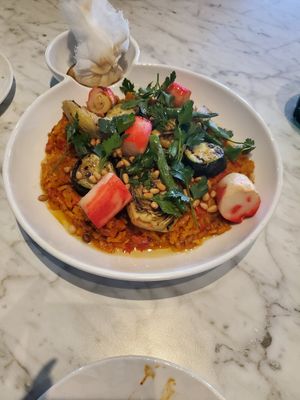 Vegan paella at 4296 in Canmore