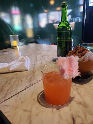 Tofu and cotton candy drink at 4296 in Canmore