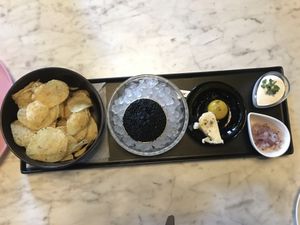 Vegan caviar set comes with vegan egg, vegan sour cream and vegan butter 😋 at 4296 in Canmore