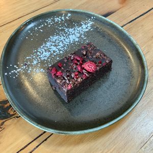 Vegan Cherry chocolate slice  at The Old Garage in Camberwell
