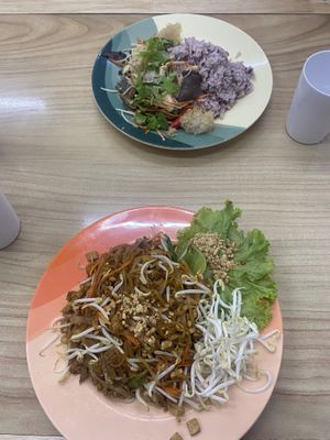Vegan Pad Thai and Stir Fry mixed with Mushrooms   at Ming Kwan - Suthep in Chiang Mai