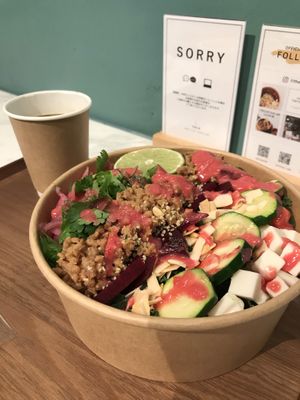 Salad and coffee set  at THE_B in Tokyo