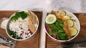 Protein caesar and Cilantro circulation bowls at THE_B in Tokyo