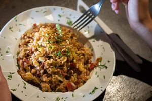 Creamy vegan risotto
 at Espaço Kumaras in Garopaba