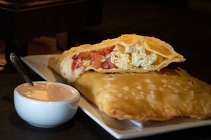 Pastels of various ingredients.  at Espaço Kumaras in Garopaba