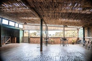 Second floor overlooking lagoon at Espaço Kumaras in Garopaba