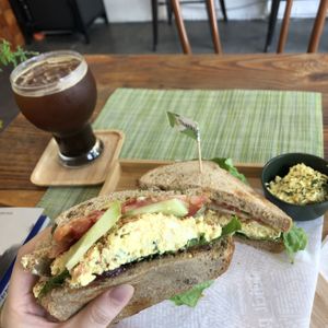 Eggless egg sandwich at ByTOFU in Seoul
