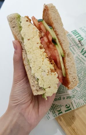 eggless sandwich - close-up at ByTOFU in Seoul