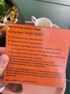 Sunrise bowl ingredients   at ByTOFU in Seoul