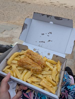 Little battered sausage and chips at Sea Breeze in Redcar