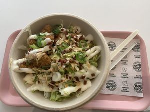 The chicken burger bowl at Neat - Soho in London