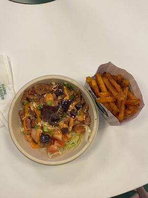 salad and fries at Neat - Soho in London