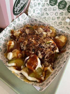 Loaded Tots (we swapped the spicy sauces for BBQ sauce)  at Neat - Soho in London