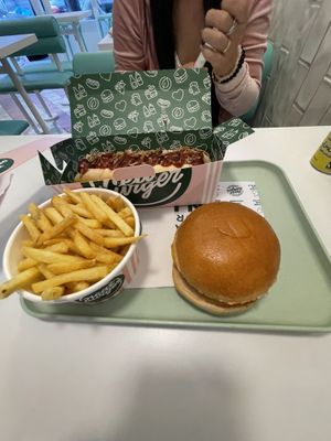 Burger and chips   at Neat - Soho in London