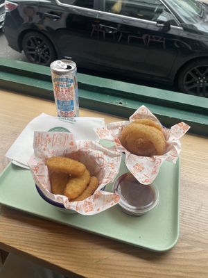 Chic’n nuggets and onion rings  at Neat - Soho in London