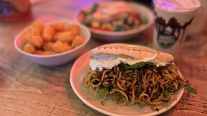 All the zucchini was in front white cheese was loaded behind. Could have a lot less of this   at Neat - Soho in London