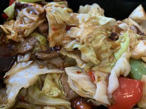 Double cooked pork  at Vegan Deadly Sins in Sacramento