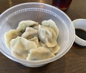 Steamed dumplings  at Vegan Deadly Sins in Sacramento