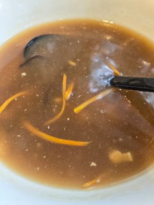 Hot and sour soup (it was ok) at Vegan Deadly Sins in Sacramento