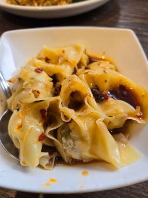 Spicy wonton at Vegan Deadly Sins in Sacramento