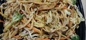 Chicken chow mein at Vegan Deadly Sins in Sacramento