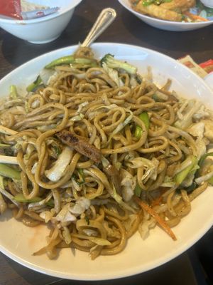 Chicken chow mein   at Vegan Deadly Sins in Sacramento