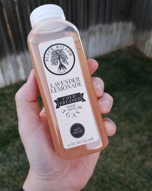 Lavender Lemonade - cold pressed lemon juice steeped with lavender sweetened with agave at Black Willow Cafe in Beaumont