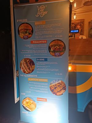 Menu at Van Ver Burger in Turin