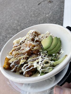 Another vegan tempura- avocado, tempura, honey mustard, rice, lettuce   at Hanami - Asian Fusion in Coolum Beach