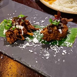 Carrot and zucchini fritters  at INDU Dining in Sydney