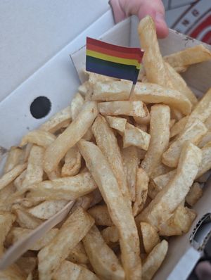 Rainbow glitter chips at Lucy's Chips in Norwich