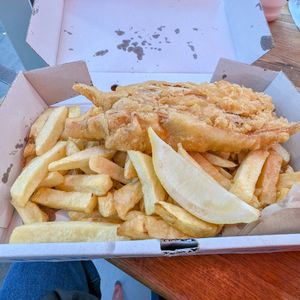 Vish and chips at Lucy's Chips in Norwich