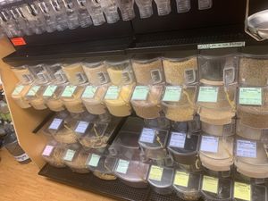 Bottom bulk section bins. Grains 1/2 at George Street Co-op & Cafe in New Brunswick