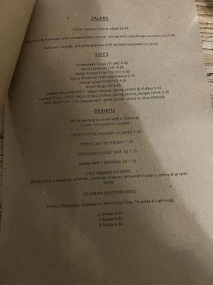 December 2022 menu (page 2)  at The Mortal Man in Troutbeck