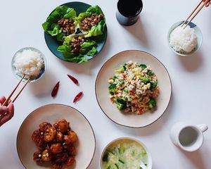 Lettuce Cups, Fried Rice, General Tsao's Mushrooms at Cozy Wok in Oakland