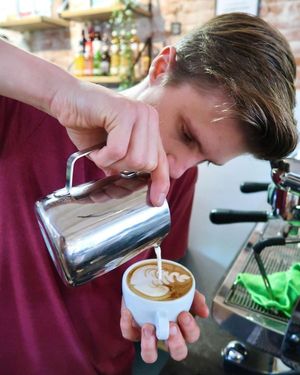 Owner and barista Michel loves to surprise you with great latte art! at 30ml - Nachtegaalstraat in Utrecht