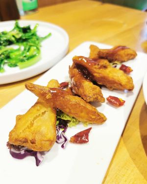 Deep fried tofu sheets at Emerald 珺 in Hong Kong Island