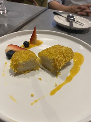 Deep fried oat milk at Emerald 珺 in Hong Kong Island