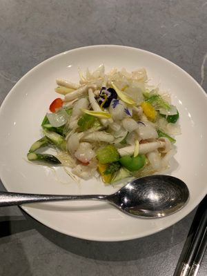 Asparagus with “shark fin” at Emerald 珺 in Hong Kong Island