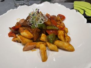 Yam and monkey head mushroom dish at Emerald 珺 in Hong Kong Island