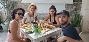 Good friends and good pizza!   at Layla Restaurant Plants & Mushrooms in Puerto Morelos