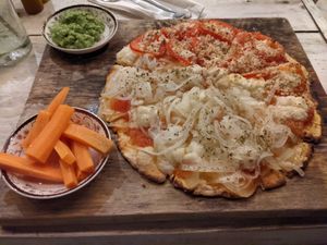 Awesome gluten free half and half at Layla Restaurant Plants & Mushrooms in Puerto Morelos