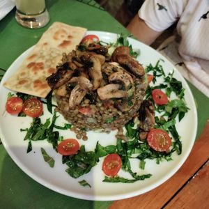 Timbal de lentejas at Layla Restaurant Plants & Mushrooms in Puerto Morelos