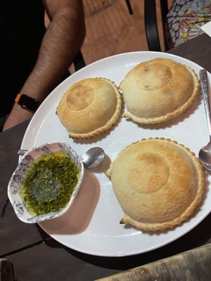 Argentine empanadas   at Layla Restaurant Plants & Mushrooms in Puerto Morelos
