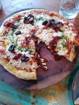 Pizza at Layla Restaurant Plants & Mushrooms in Puerto Morelos