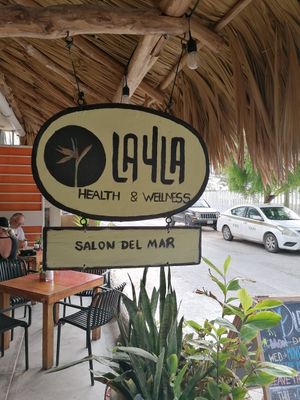 Look out for the sign at Layla Restaurant Plants & Mushrooms in Puerto Morelos